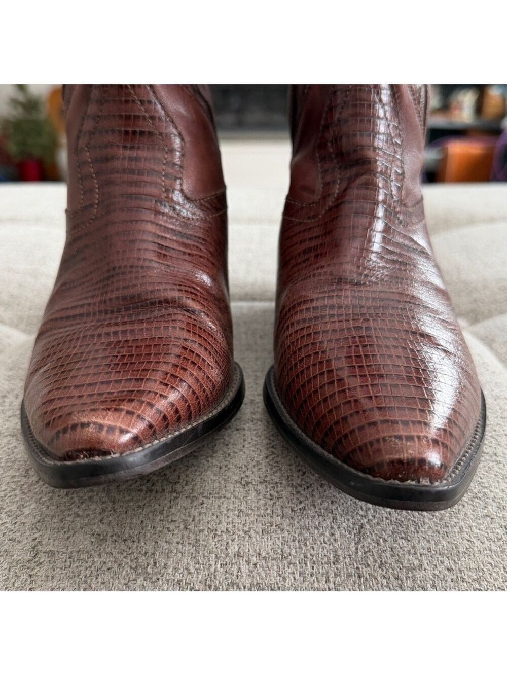 NINE WEST Vintage Women’s Brown Leather Western Cowboy Boots Size 6 - Picture 4 of 13